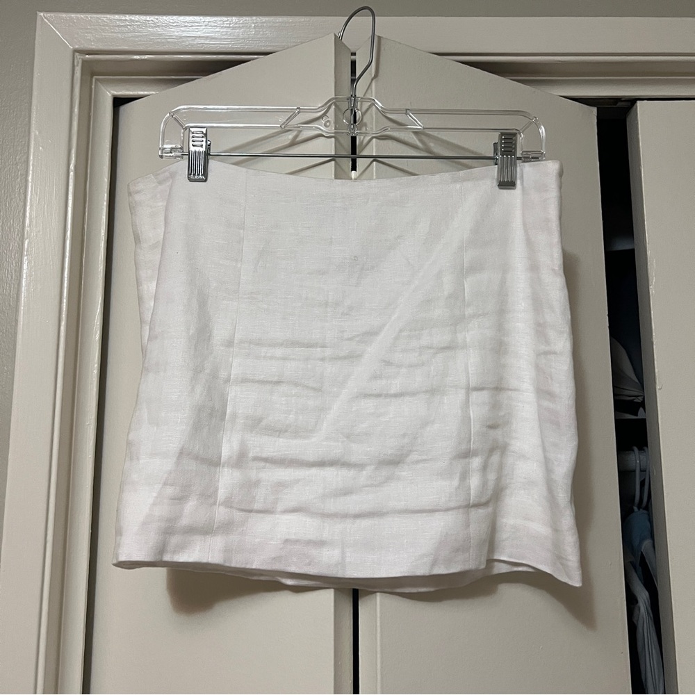 [Reformation] white linen low rise skirt
